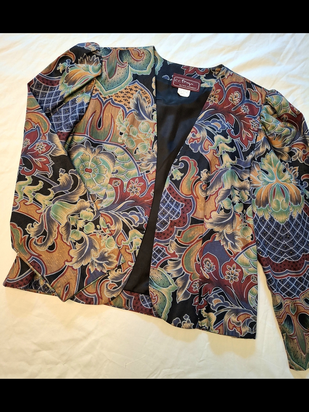Vintage CC Magic Toni Garment Boho Print Cropped Jacket Small